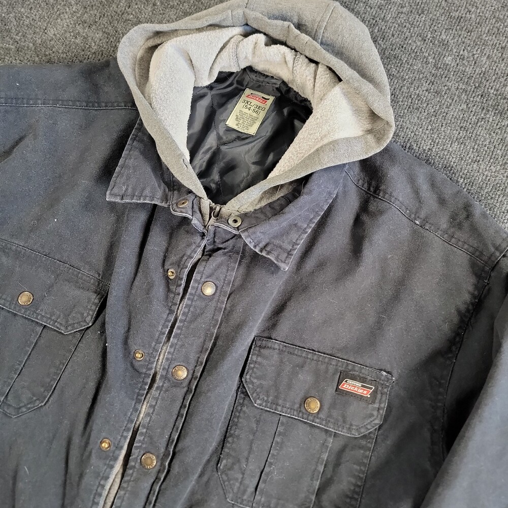 Dickies Work Jacket 3XL Hooded Duck Canvas Distressed Faded Coat